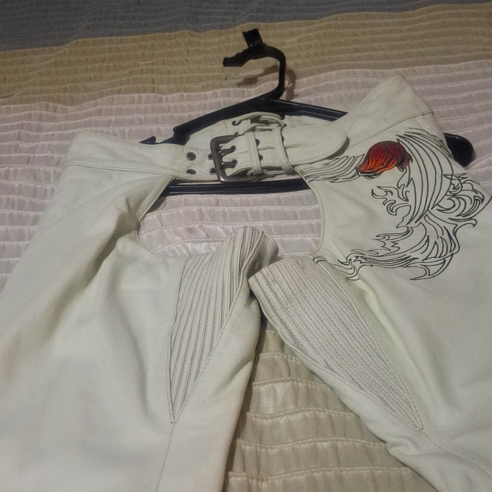 White Harley Davidson woman's leather chaps
